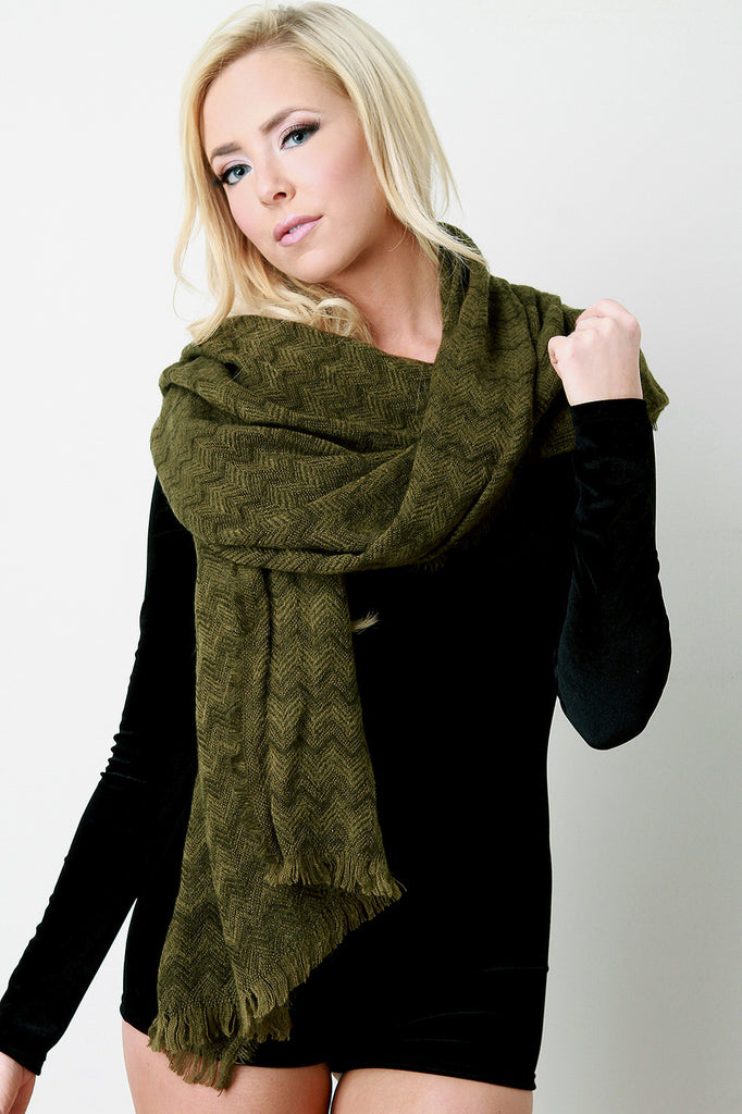Chevron Pattern Fringe Scarf