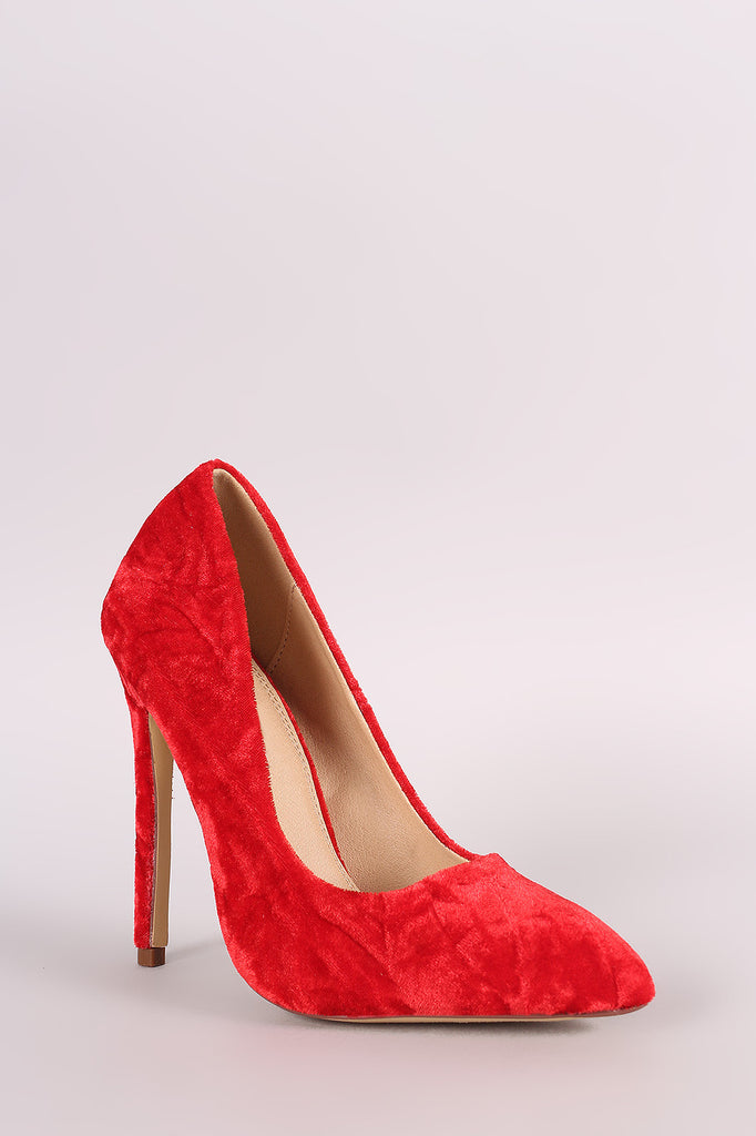 Liliana Crushed Velvet Pointy Toe Stiletto Pump
