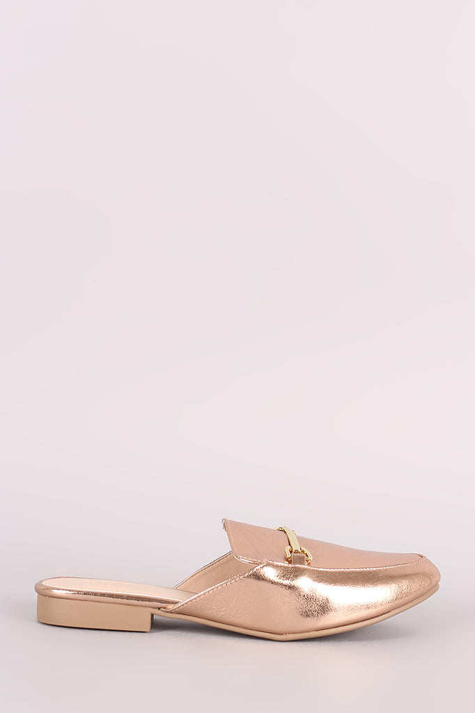 Qupid Horsebit Slip On Loafer Mules