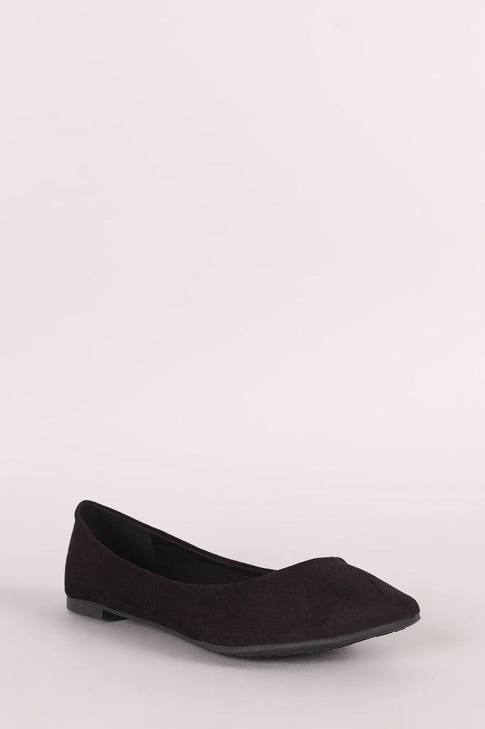 Breckelle Simple Vegan Suede Pointy Toe Flats