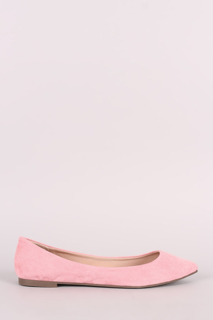 Breckelle Simple Vegan Suede Pointy Toe Flats