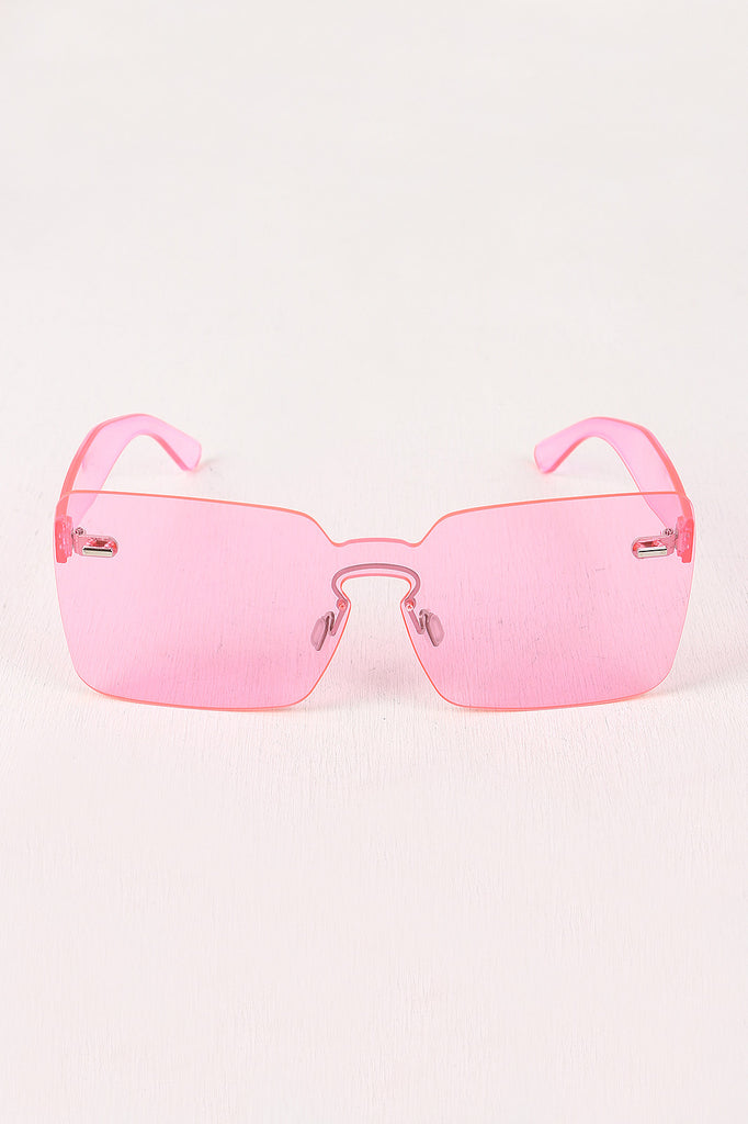 Rimless Rectangle Mask Sunglasses