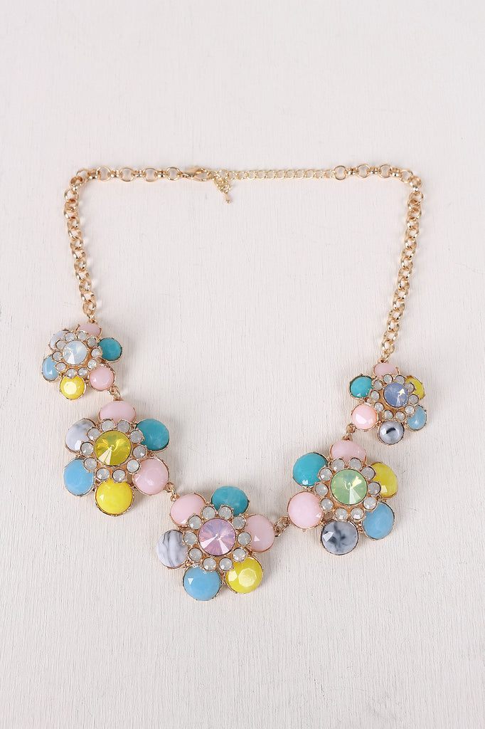 Five Jewel Floral Necklace