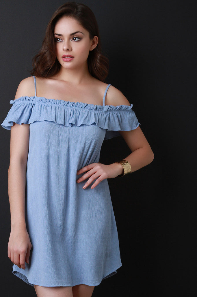 Ruffle Bardot Mini Dress