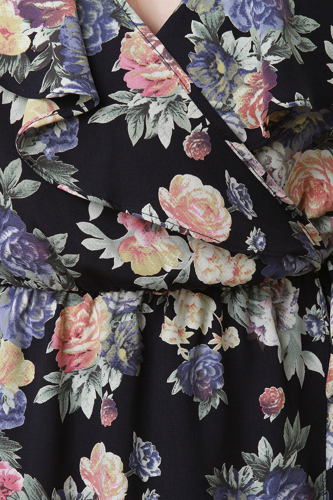 Floral Ruffle Surplice Maxi Dress