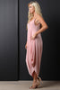 Plunging Neckline Draping Oversize Jumpsuit