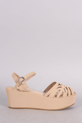 Bamboo Denim Double Band Platform Wedge