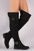 Bamboo Suede Buckled OTK Riding Boots