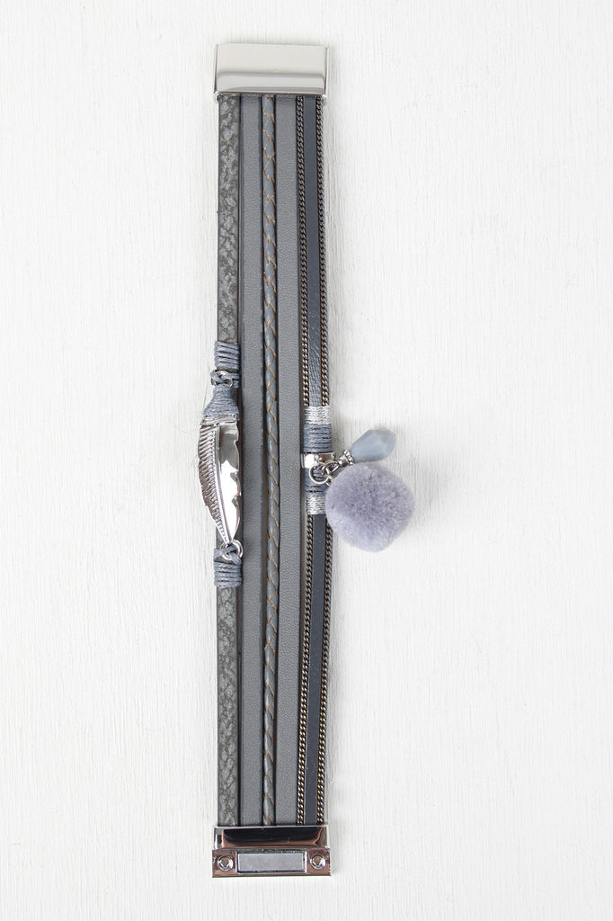 Vegan Leather Multi Band Cuff Bracelet