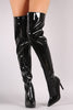 Mirror Metallic Pointy Toe Stiletto Over-The-Knee Boots
