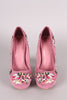 Shoe Republic LA Embroidered Floral Round Toe Platform Pump