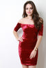 Crushed Velvet Off The Shoulder Mini Dress