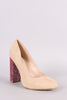 Wild Diva Lounge Glitter Encrusted Chunky Heel Pump
