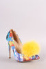 Pom Pom Abstract Print Pointy Toe Stiletto Pump
