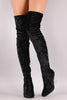 Crushed Velvet Fitted OTK Lucite Boots