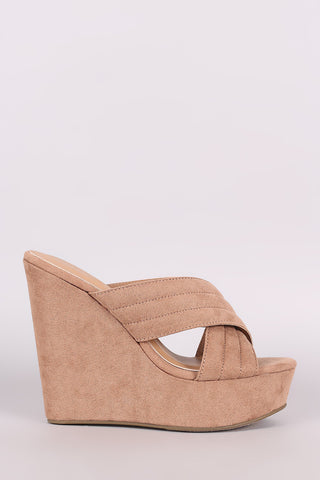Bamboo Denim Double Band Platform Wedge