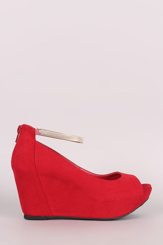 Bamboo Denim Double Band Platform Wedge
