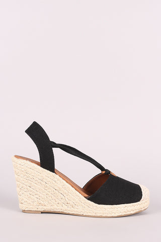 Bamboo Denim Double Band Platform Wedge