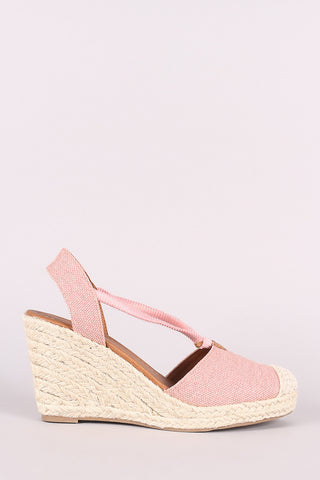 Bamboo Denim Double Band Platform Wedge