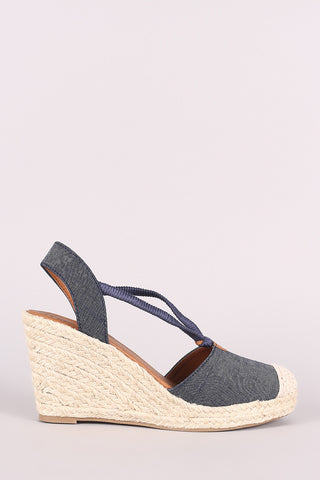 Bamboo Denim Double Band Platform Wedge