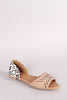 Qupid Geo Cutout Peep Toe Slip On Tribal Dorsay Flat
