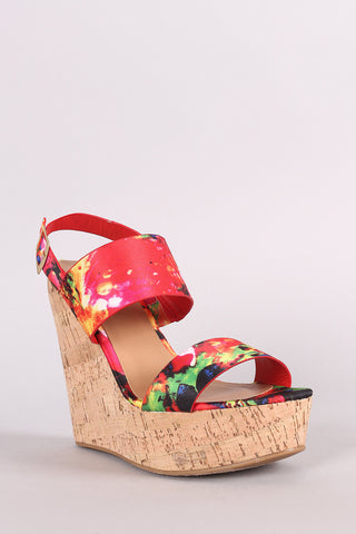 Bamboo Denim Double Band Platform Wedge