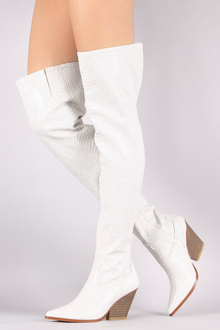 Denim Pointy Toe Stiletto Over-The-Knee Boots