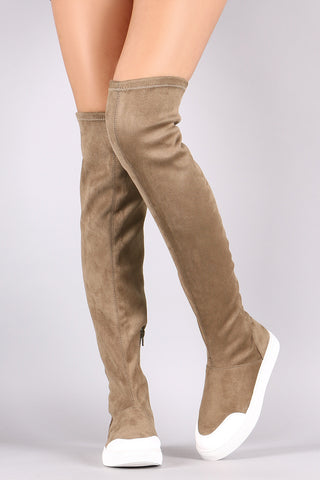 Wild Diva Lounge Suede Over-The-Knee Sneaker Boots