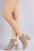 Bamboo Suede Buckled Ankle Strap Chunky Mule Ankle Boots