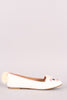 Bamboo Embroidered Animal Face Round Toe Loafer Flat