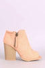 Qupid Suede Zip-Up Chunky Heeled Ankle Boots