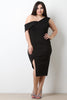 Asymmetrical One Shoulder Thick Knit Midi Dress