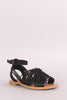 City Classified Woven Ankle Strap Open Toe Flat Sandal