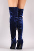 Velvet Ribbon Lace-Up Stiletto Over-The-Knee Boots