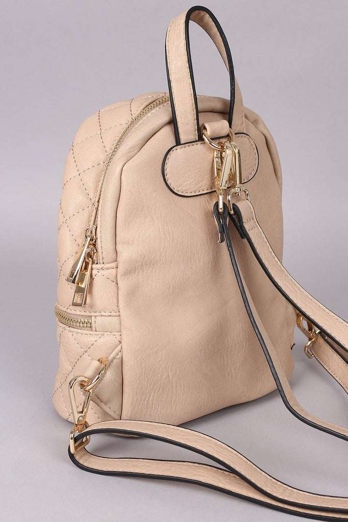 Vegan Leather Quilted Mini Backpack