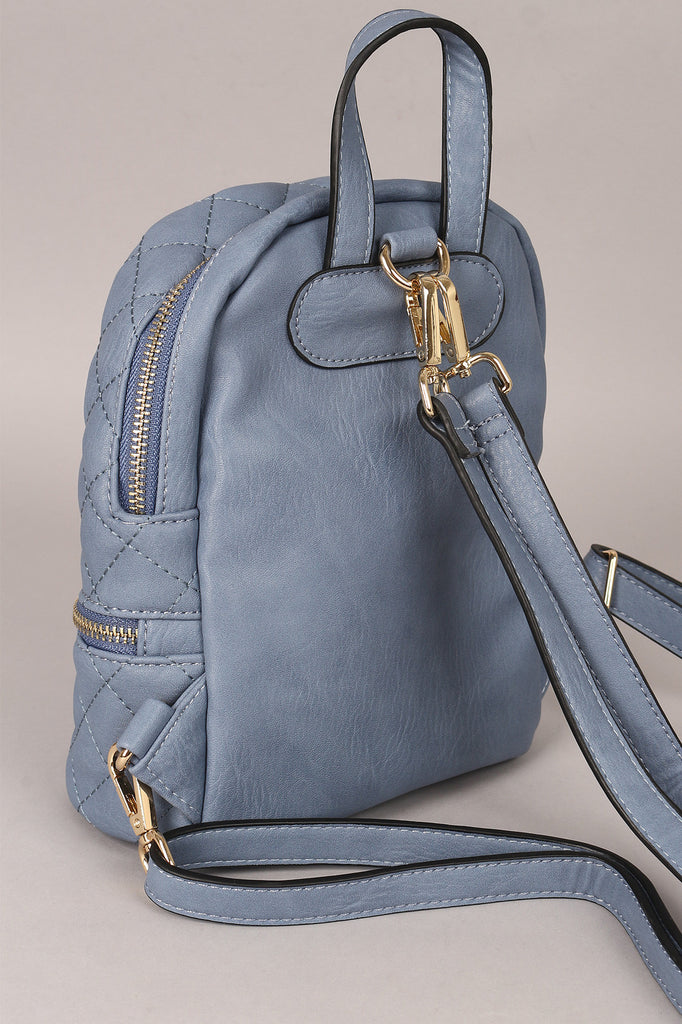 Vegan Leather Quilted Mini Backpack