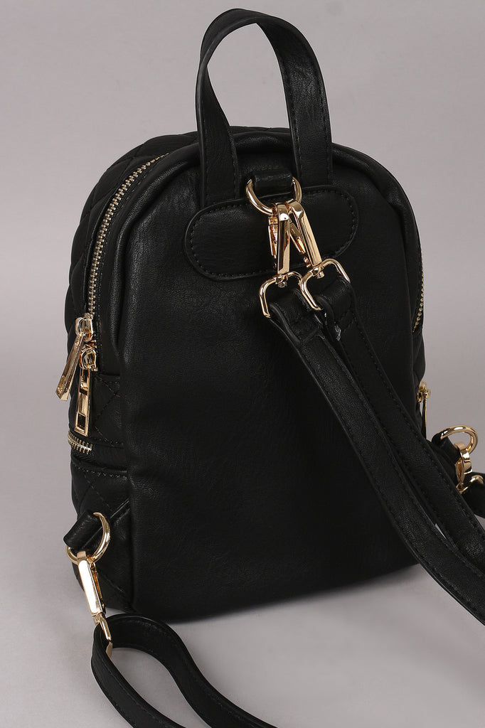 Vegan Leather Quilted Mini Backpack