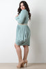 V-Neck Mock Choker Contrast Striped Tulip Dress