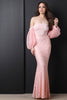 Off The Shoulder Cuff Sleeve Mermaid Dress
