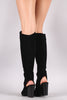 Suede Corset Lace-Up Chunky Heeled Knee High Boots