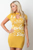 Keyhole Graphic Print Bodycon Mini Dress