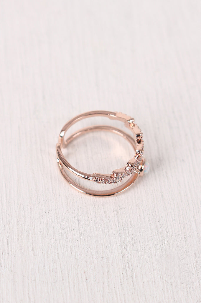 Open Ended Rhinestone Lightening Bolt Ring