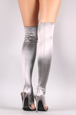 Qupid Elastane Stiletto Heeled Over-The-Knee Boots