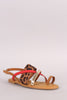 Bamboo Leopard Strappy Toe Ring Slingback Flat Sandal