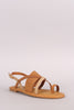 Bamboo Colorblock Strappy Toe Ring Slingback Flat Sandal
