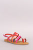 Bamboo Colorblock Strappy Toe Ring Slingback Flat Sandal