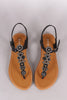 Bamboo Beadwork T-Strap Thong Flat Sandal