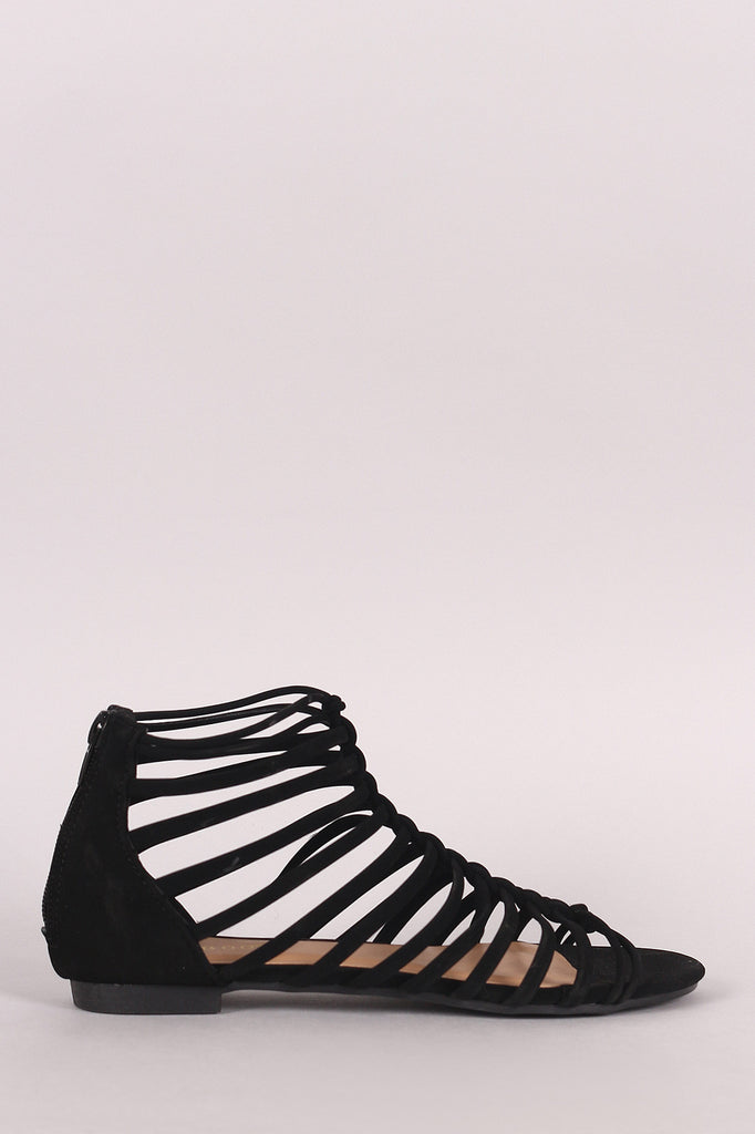 Bamboo Nubuck Braided Strappy Flat Sandal
