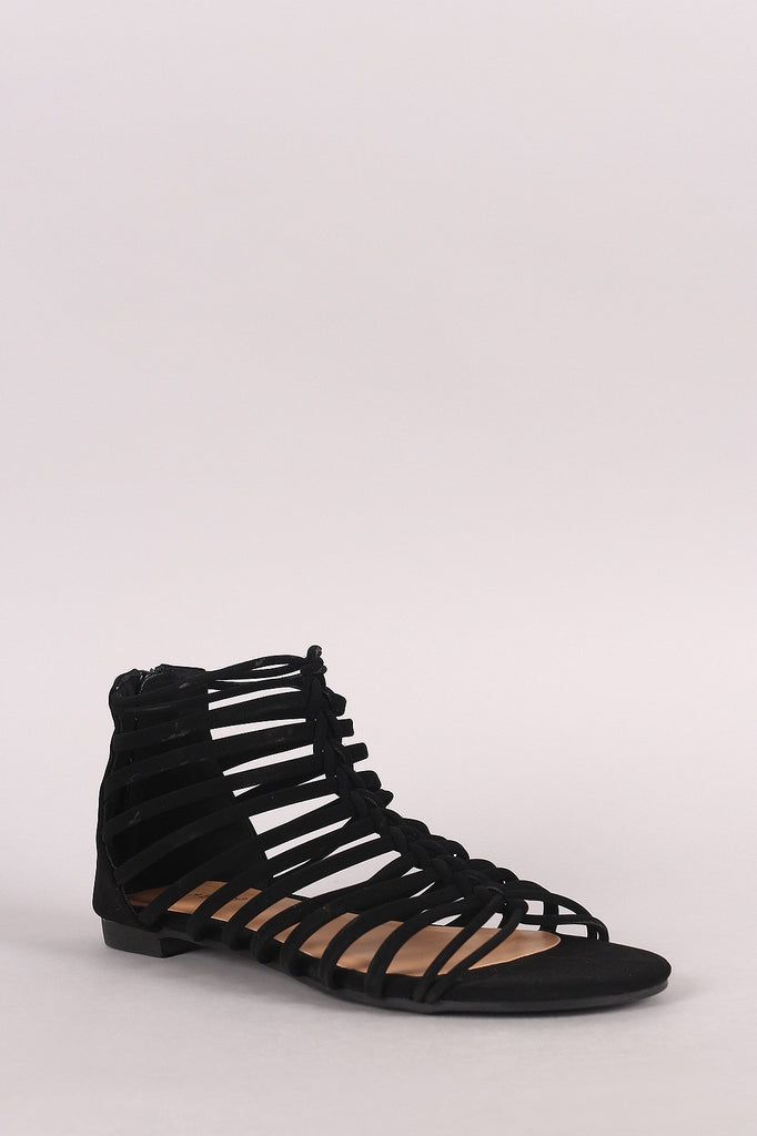 Bamboo Nubuck Braided Strappy Flat Sandal