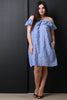 Off The Shoulder Ruffle Striped Shift Dress